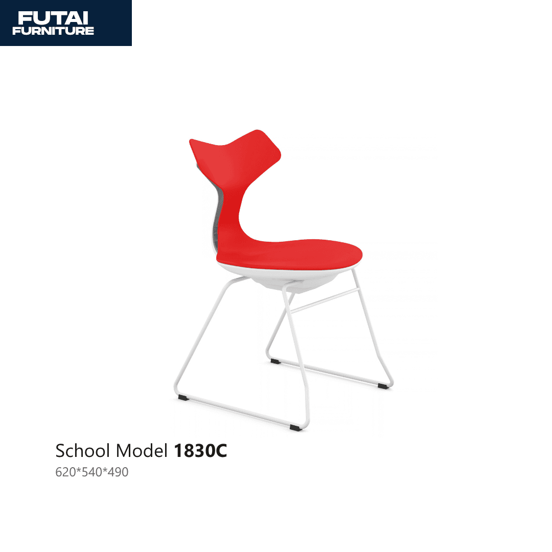 เก้าอี้สำนักงานทรงปีกนก รุ่น 1830E สีแดง ขาตั้งพื้น