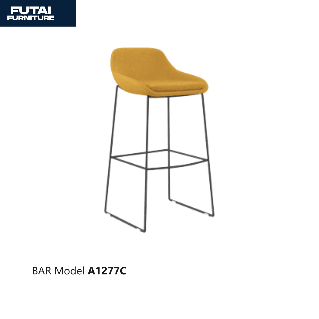 เก้าอี้บาร์สตูล รุ่น A1277C สีเหลืองมัสตาร์ด ขาทรงเลื่อน