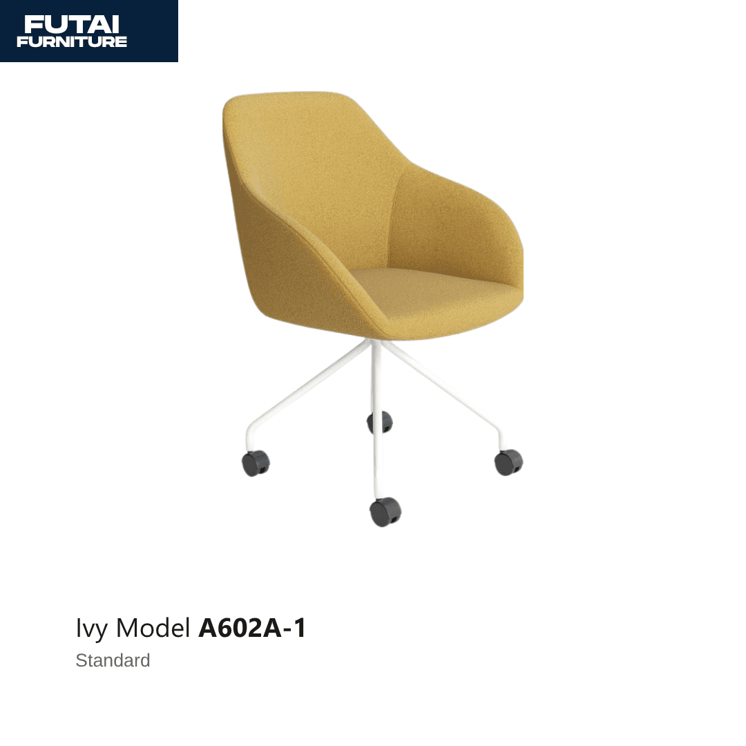 เก้าอี้เลาจน์หมุนได้ รุ่น A602A-1 สีเหลืองมัสตาร์ด ขาสี่แฉกมีล้อ