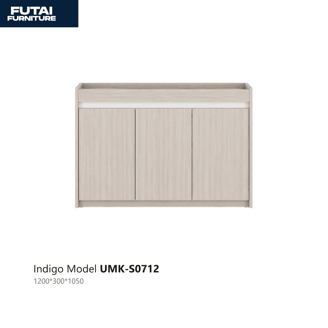 ตู้เครดเดนซ่าทรงแคบ รุ่น UMK-S0712 ผิวไม้ 3 บาน