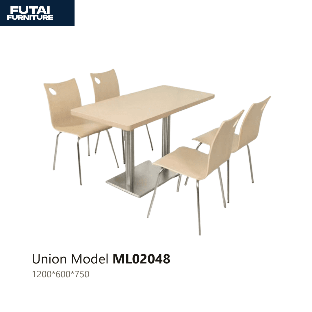 ชุดโต๊ะอาหารสแตนเลส รุ่น ML02048 1 โต๊ะ 4 เก้าอี้