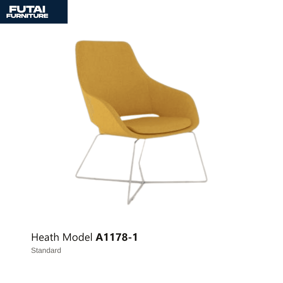 เก้าอี้เลาจน์ รุ่น A1178-1 สีเหลืองมัสตาร์ด ขาเหล็กทรงตัวซี