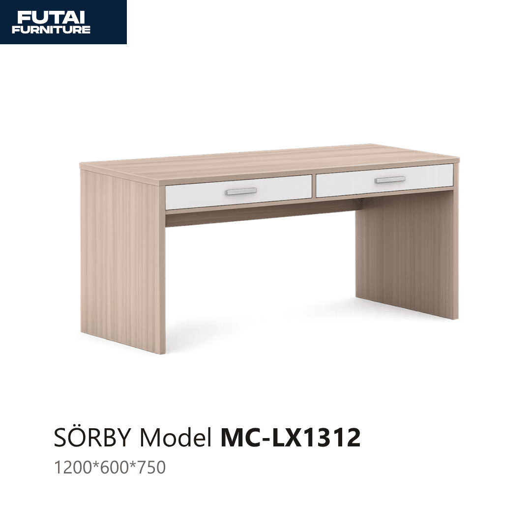 โต๊ะทำงานพร้อมตู้ข้าง รุ่น MC-LX1312 ผิวไม้-ขาว ขนาดเล็ก