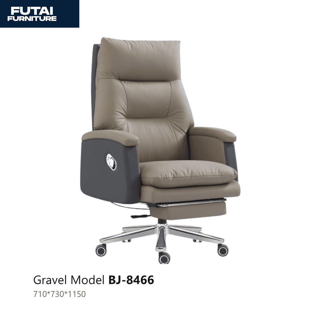 เก้าอี้ผู้บริหารปรับเอนนอนได้ รุ่น BJ-8466 เบาะหนังสีเบจ