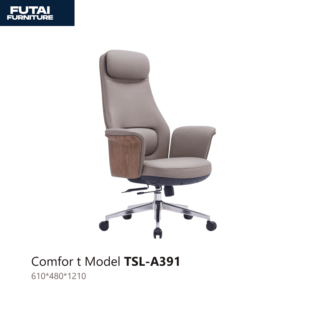 เก้าอี้ผู้บริหารหนัง รุ่น TSL-A391 พนักพิงไม้ นั่งสบาย