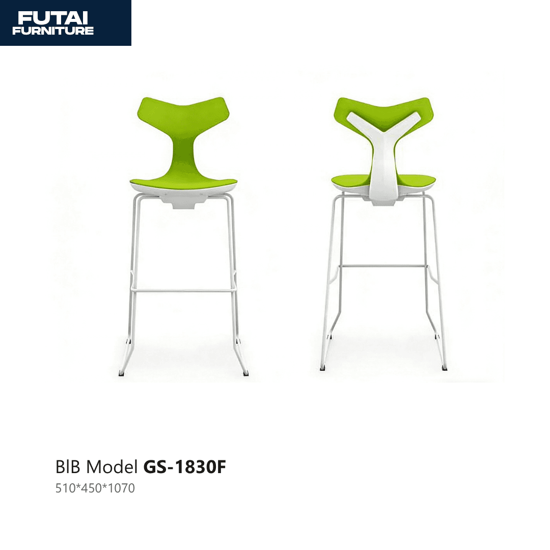เก้าอี้บาร์สตูล รุ่น GS-1830F สีเขียว-ขาว พนักพิงโค้ง