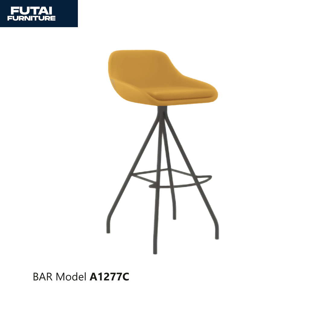 เก้าอี้บาร์สตูล รุ่น A1277C สีเหลืองมัสตาร์ด ขาสี่ขาตรึงพื้น