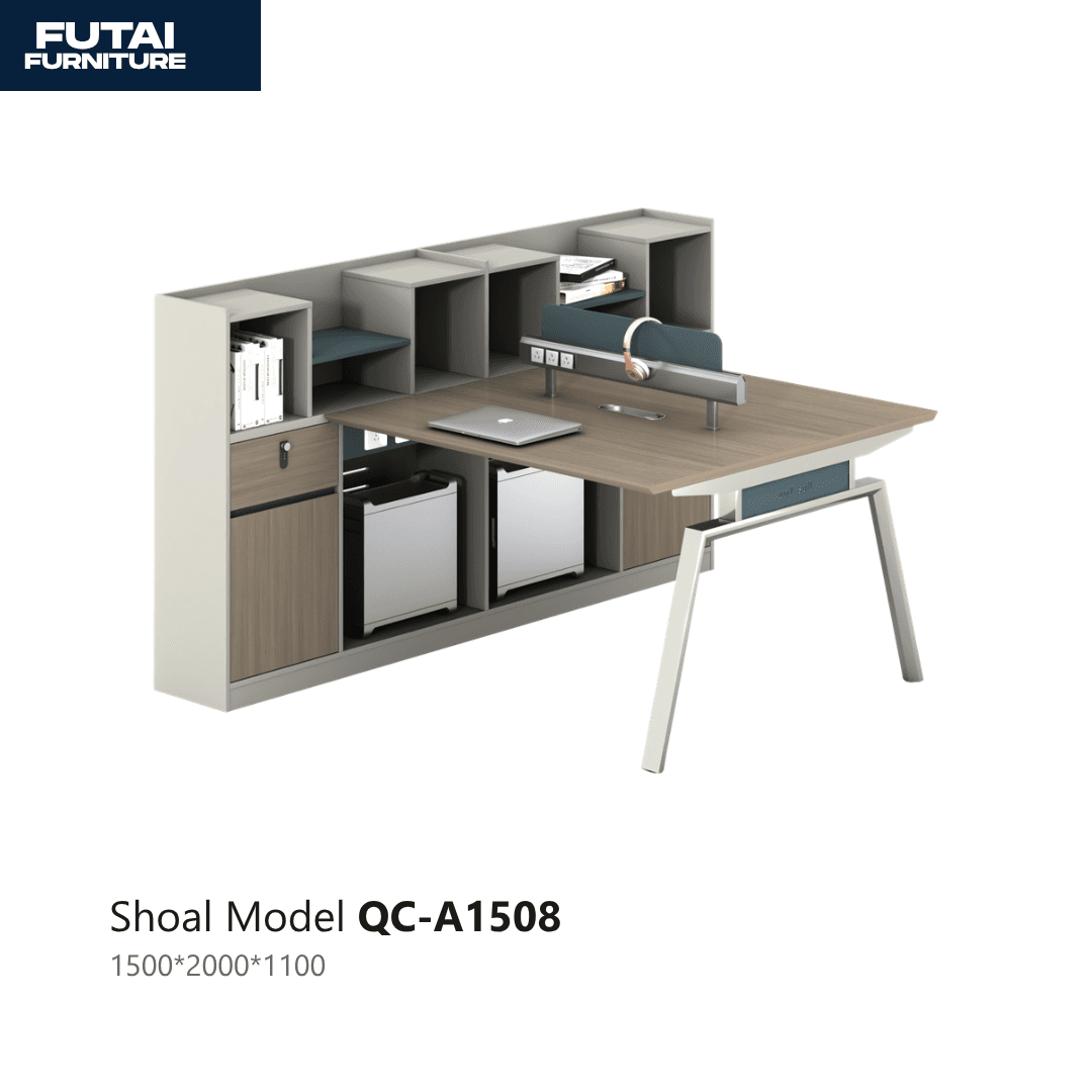 โต๊ะทำงานพร้อมตู้เก็บของด้านข้าง รุ่น QC-A1508 มีหูฟังแขวนในตัว