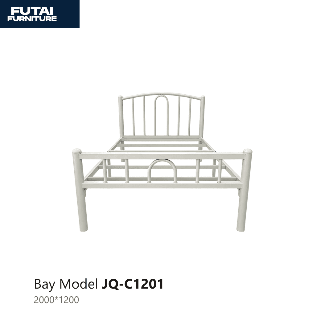 เตียงเหล็กทรงคลาสสิก รุ่น JQ-C1201 สีขาว หัวเตียงโค้ง