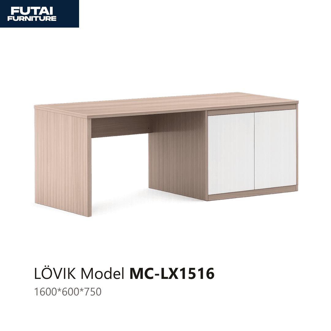 โต๊ะทำงานพร้อมตู้ข้าง รุ่น MC-LX1516 ผิวไม้-ขาว