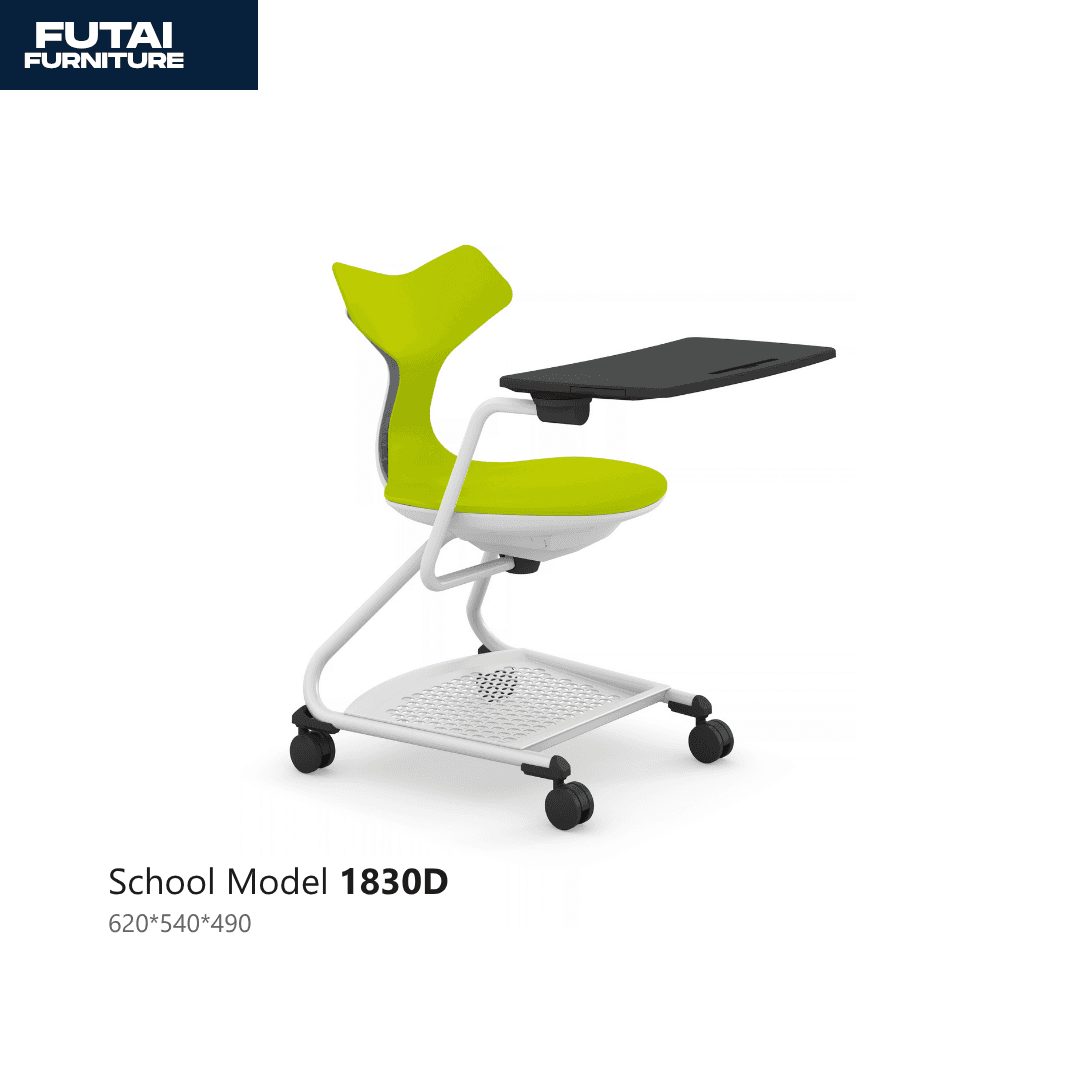 เก้าอี้สำนักงานทรงปีกนกพร้อมแผ่นรองเขียน รุ่น 1830D สีเขียว