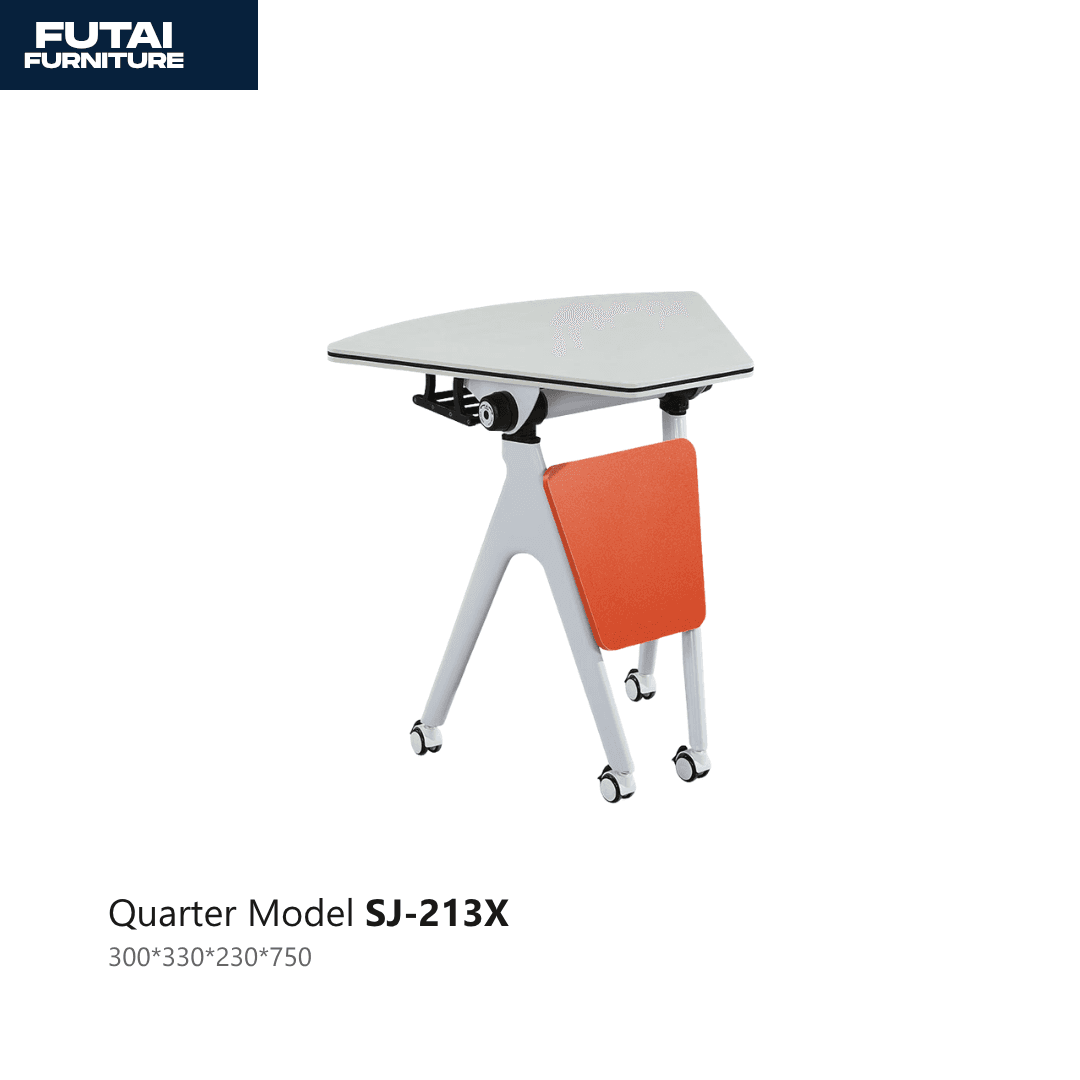 โต๊ะพับทรงคางหมู รุ่น SJ-213X สำหรับต่อเป็นกลุ่ม แผงบังสีส้ม