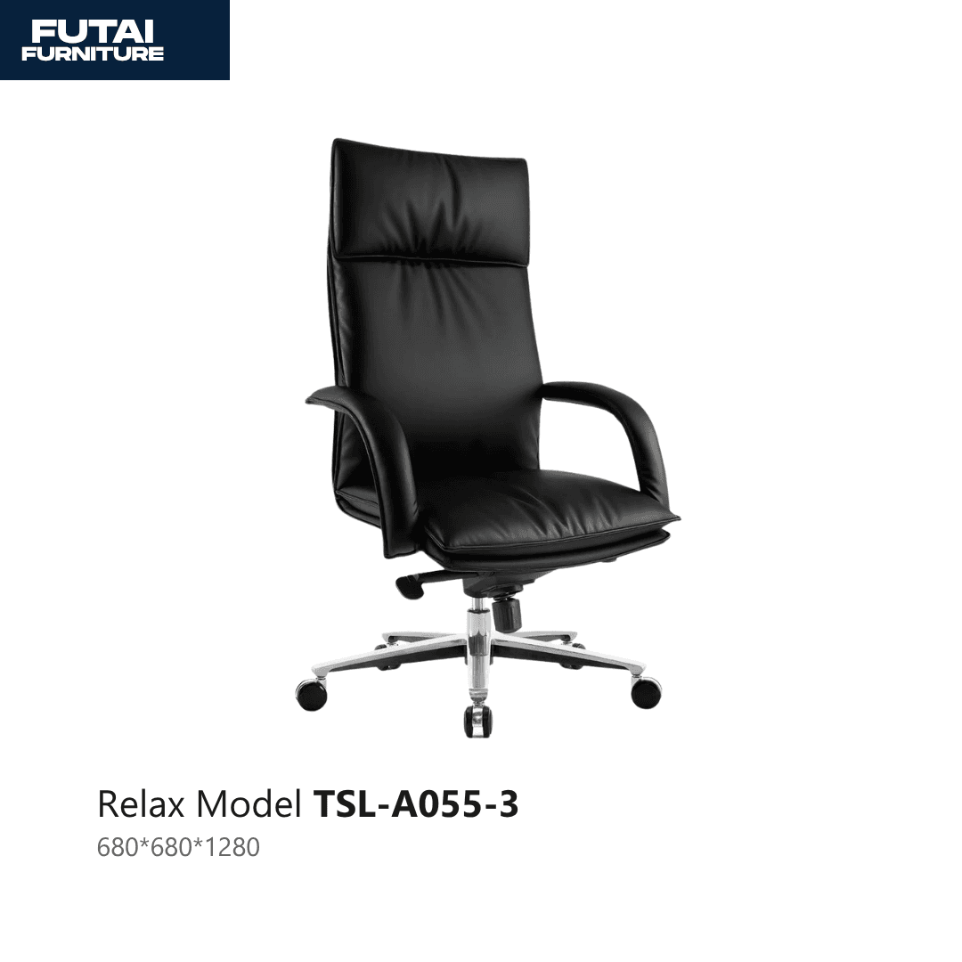 เก้าอี้ผู้บริหารหนัง รุ่น TSL-A055-3 พนักพิงสูง ขาโครเมียม