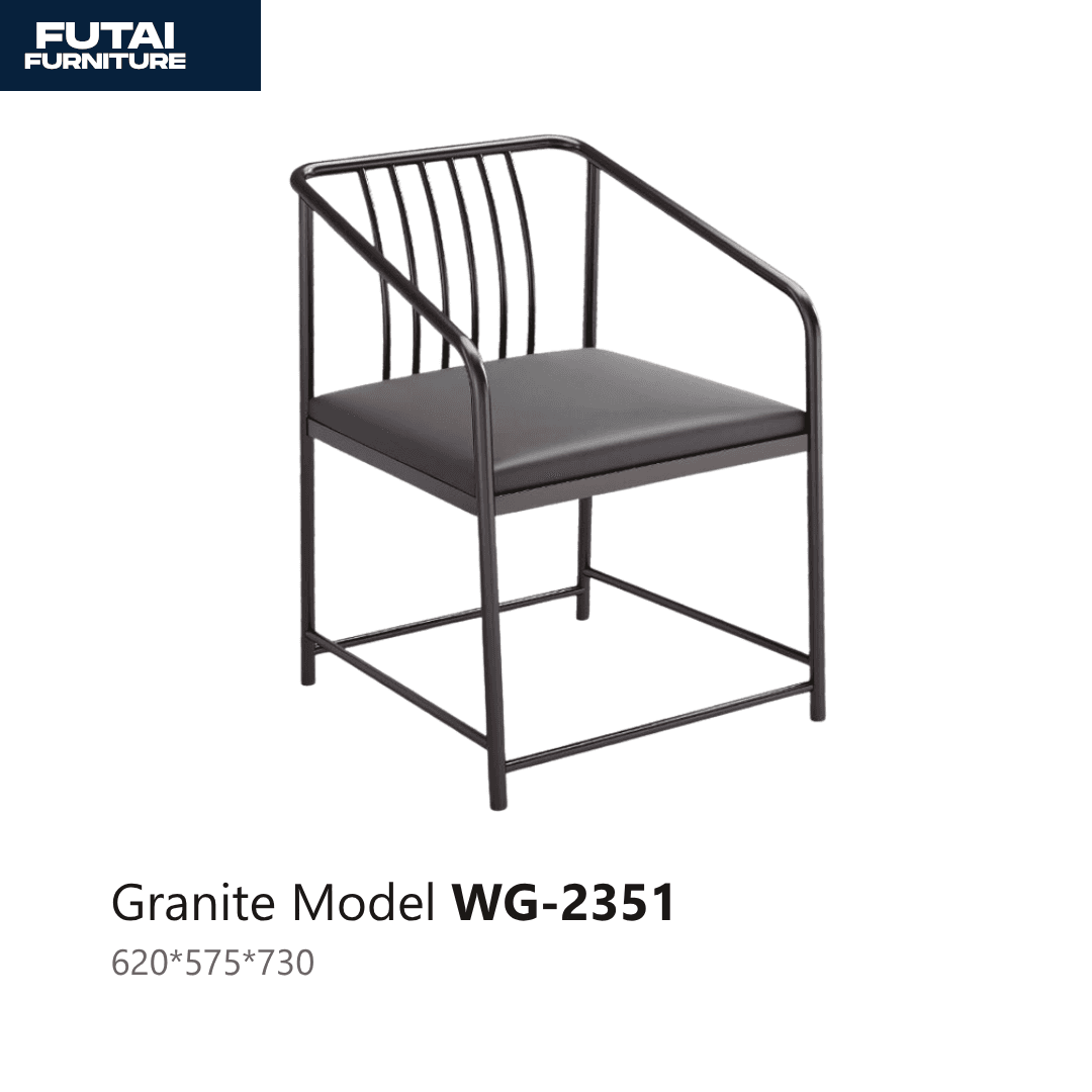เก้าอี้โครงเหล็กพนักไม้ไผ่ รุ่น WG-2351 เบาะสีเทา ทรงเตี้ย