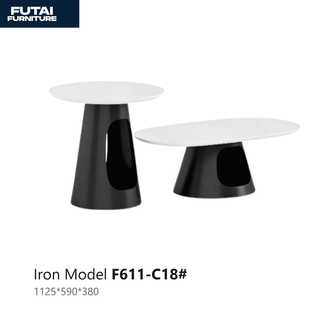 โต๊ะกลางดีไซน์ประติมากรรม รุ่น F611-C18 สีดำ-ขาว