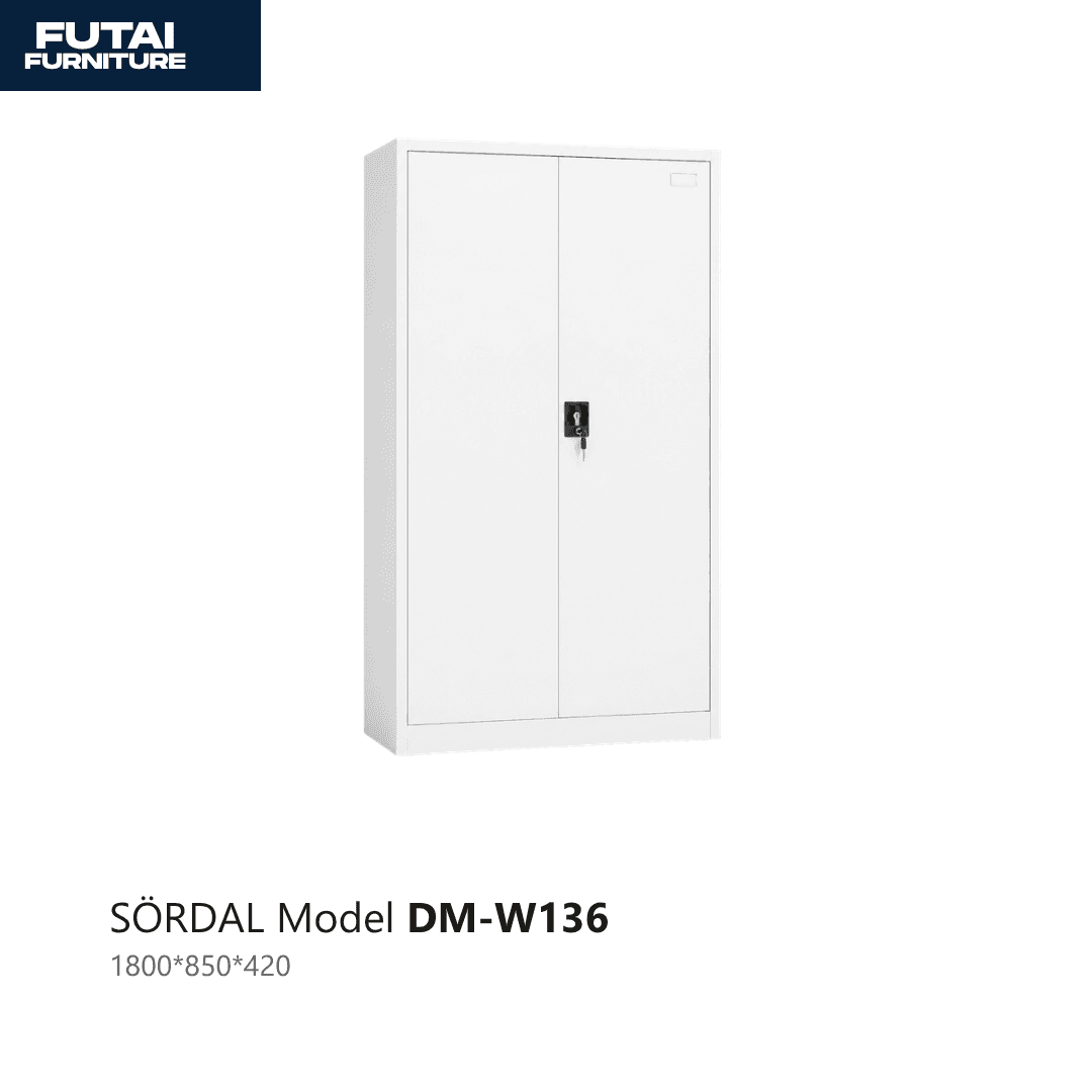 ตู้เหล็กบานเดี่ยว รุ่น DM-W136 สีขาว มีกุญแจล็อก