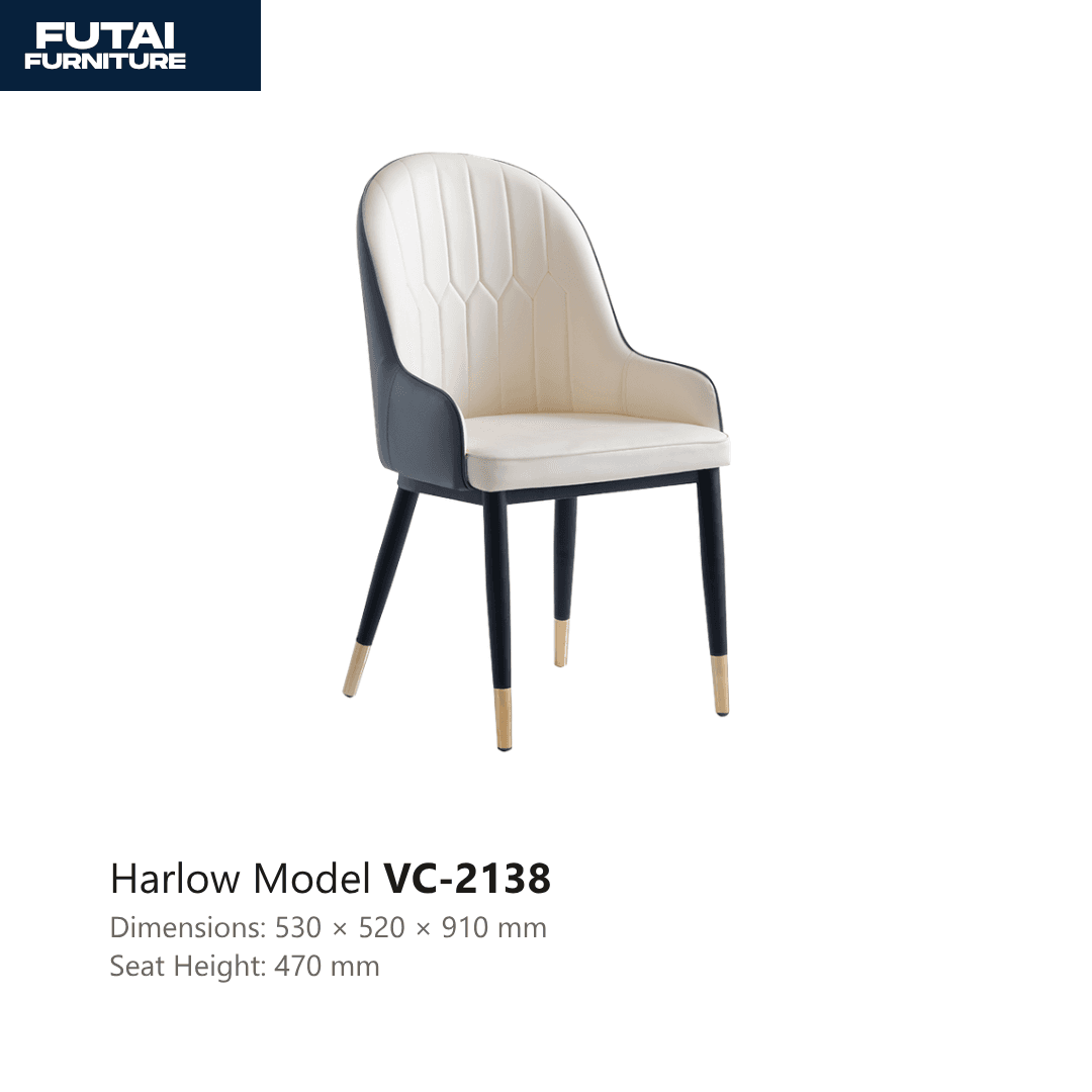 เก้าอี้ทานอาหารพนักสูง รุ่น VC-2138 สีครีม-กรมท่า ขาไม้