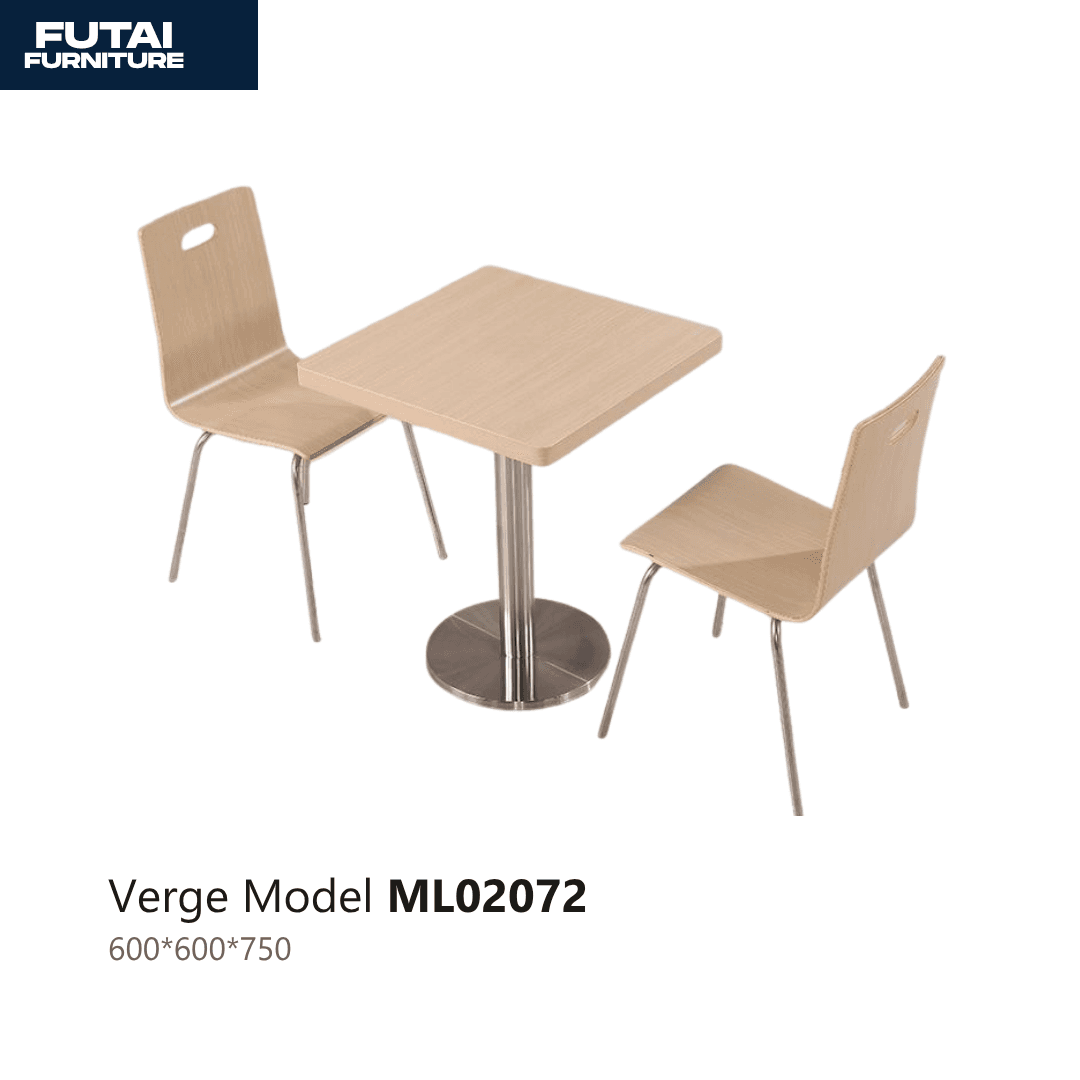 ชุดโต๊ะอาหารไม้ รุ่น ML02072 1 โต๊ะ 2 เก้าอี้ ขาสแตนเลส