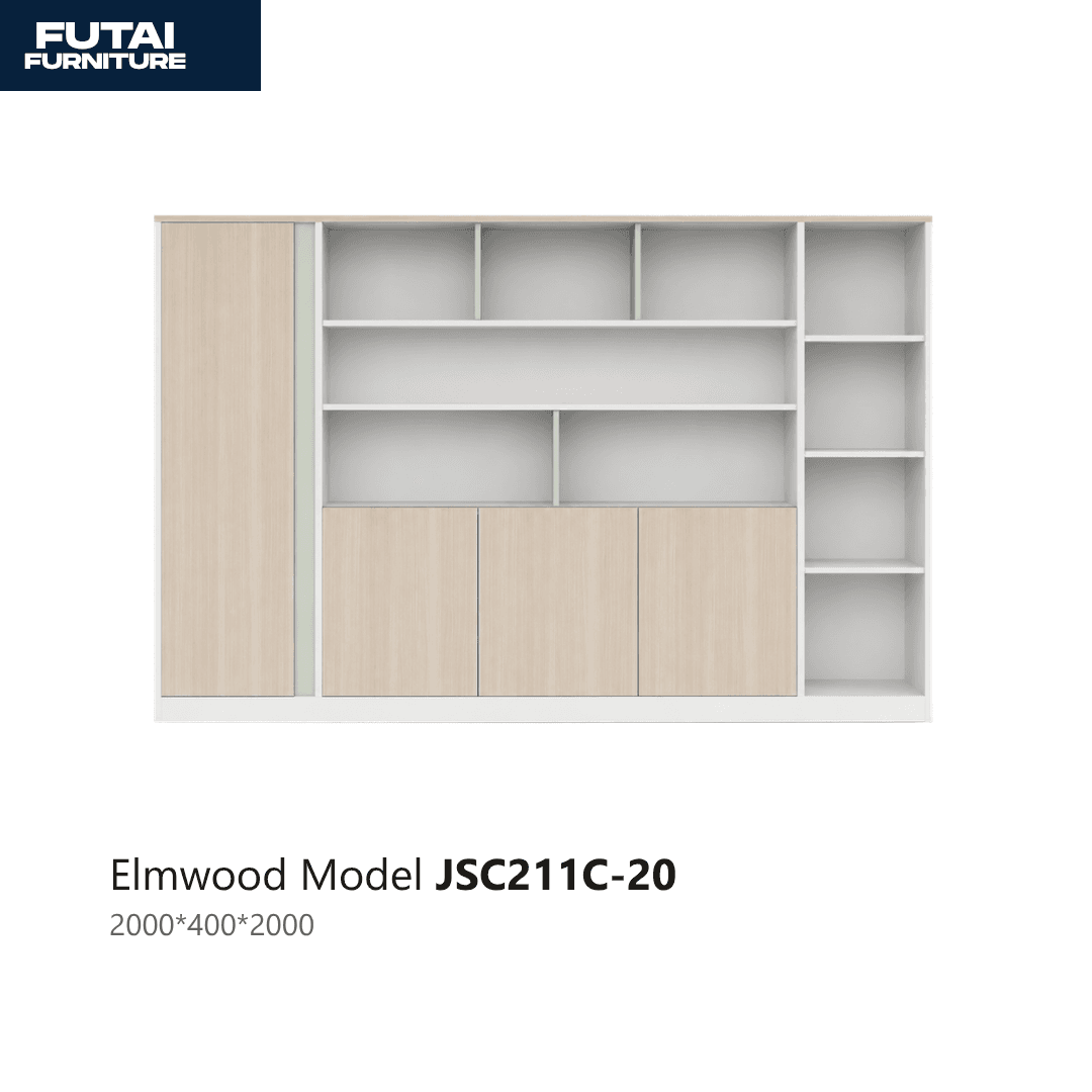 ตู้หลังโต๊ะผู้บริหาร รุ่น JSC211C-20 ผิวไม้อ่อน มีชั้นเปิด-ปิดผสม