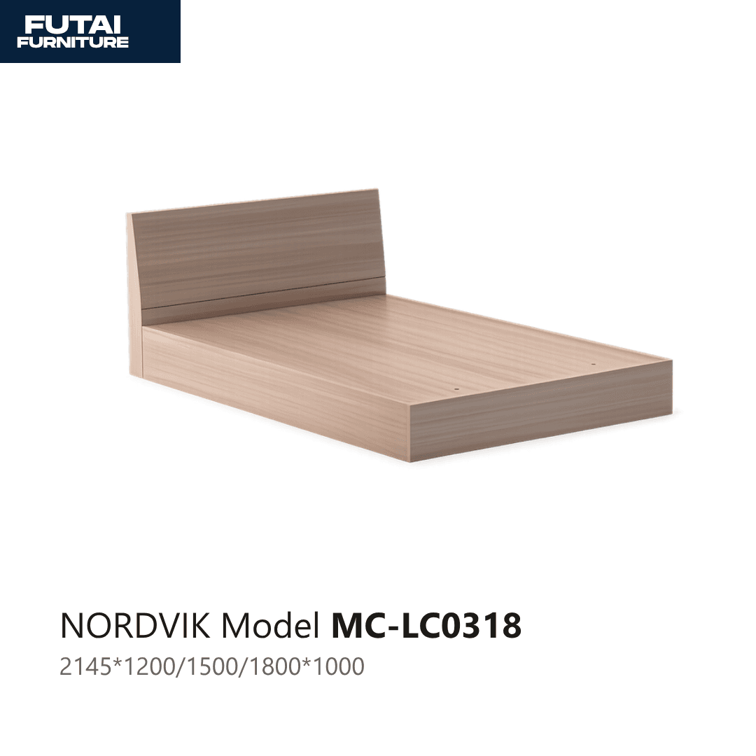 เตียงไม้เรียบง่าย รุ่น MC-LC0318 หัวเตียงไม้ล้วน