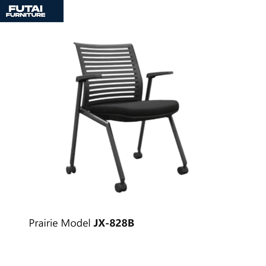 เก้าอี้เยี่ยมเยียนมีล้อ รุ่น JX-828B ตาข่ายสีดำ ขาทรงตัวซี